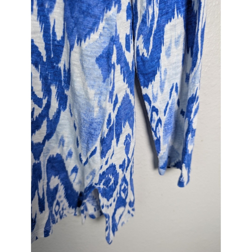 NWOT Chico's Tunic Blouse Womens L Blue Geometric V-Neck Long Sleeve Lightweight - Picture 6 of 7